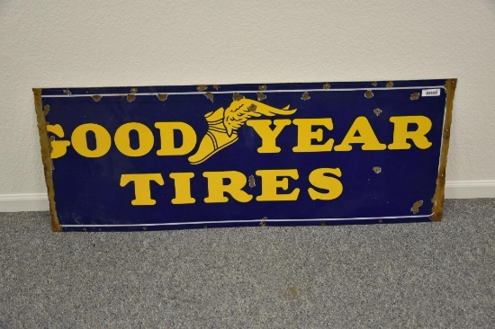 Single sided porcelain Goodyear Tires sign