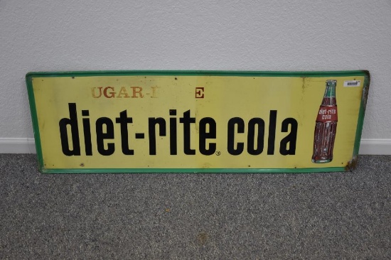 Single sided metal embossed diet-rite cola sign