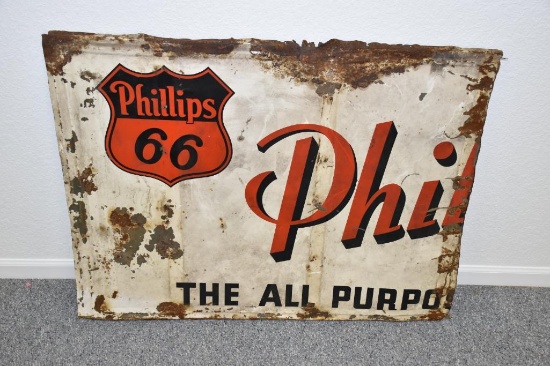 Single sided metal Phillips 66 1/2 of a sign