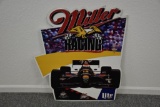 Single sided Miller Racing embossed metal sign