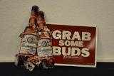 Budweiser (Grab Some Buds) metal embossed sign