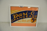 Cardboard advertising framed sign (Dari-O Orangeade)