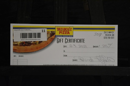 $25 Breadeaux Pizza gift card