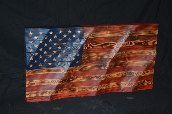 Handmade wooden United States flag