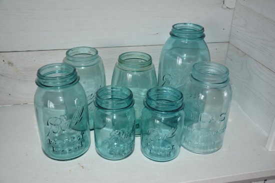 Blue canning jars