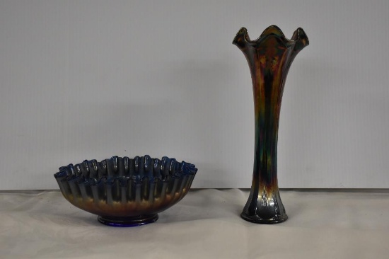 (2) Pieces of carnival glass