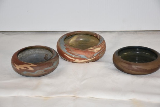 (3) pieces of Niloak small clay bowls