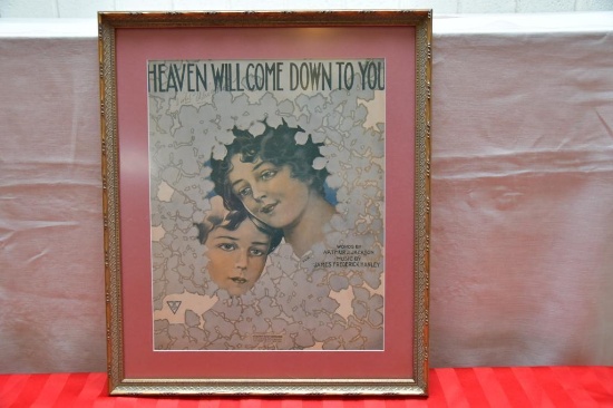 Antique Sheet Music, Framed, circa 1917