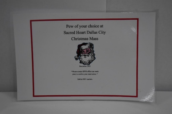 Christmas Eve Mass - reserved pew of your choice - Sacred Heart Dallas City - CHOICE