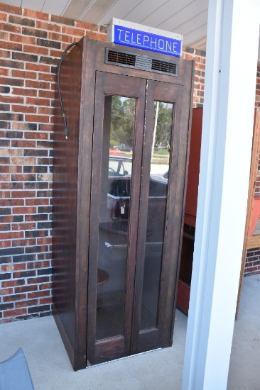 Vintage complete wooden phone booth