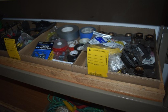 4 flats of hardware, wire and tape