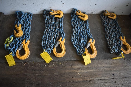 (4) heavy duty tie down chains with hooks
