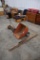 Garden items to include, cart, early yard mower, block of wood