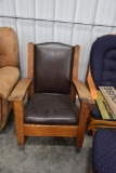 Wooden rocking chair with leather seat