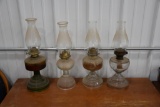 4 Kerosene glass lamps