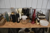 Table of kitchen items to include, coffee makers, blender, thermos, etc.