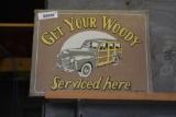Novelty woody car sign