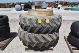 (2) 18.4-38 tires on DMI clamp on duals