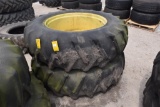 (2) 18.4-38 tires on John Deere 9-bolt wheels