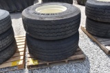 (2) 425/65R22.5 tires 8-bolt wheels