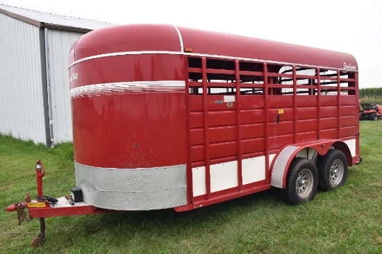 2000 Kiefer Built Stockman 16' bumper hitch livestock trailer