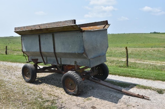 Wards 10' galvanized flare box wagon w/ Wards gear & hoist
