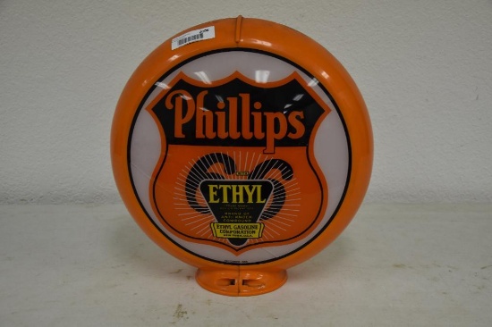 Phillips Ethyl plastic globe with 2 glass inserts (1 insert is cracked)
