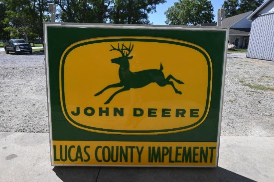 John Deere 5'x6' double sided "Lucas County Implement" lighted sign