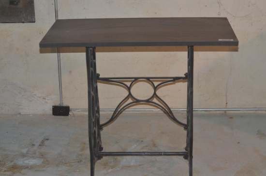 Cast Iron Sewing Machine base with Modern Wood Top