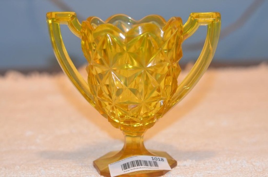 Gold Colored Glass 2 Handled Vintage Vase