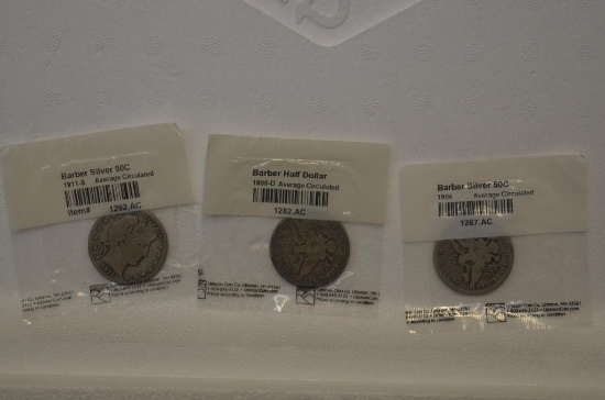(3) BARBER HALF DOLLARS
