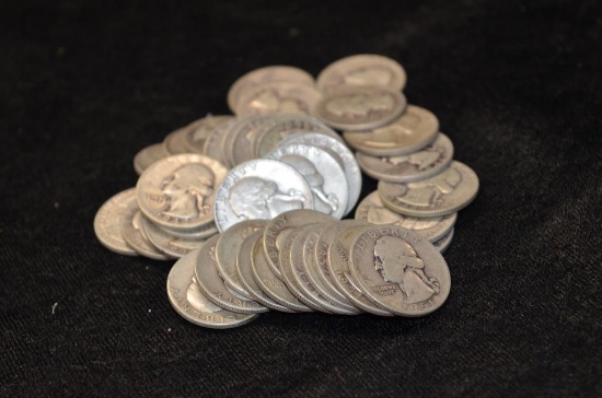 $10.00 FACE VALUE WASHINGTON SILVER QUARTERS