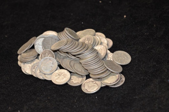 $10.00 FACE VALUE ROOSEVELT SILVER DIMES