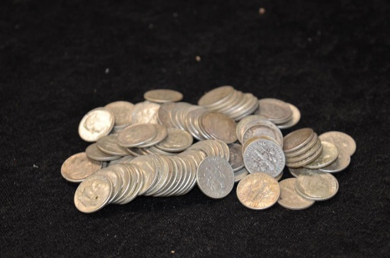 $10.00 FACE VALUE ROOSEVELT SILVER DIMES