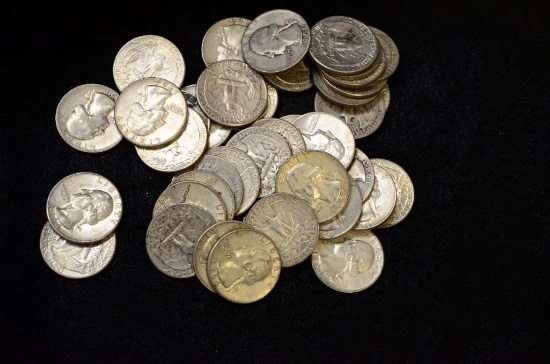 $10.00 FACE VALUE WASHINGTON SILVER QUARTERS