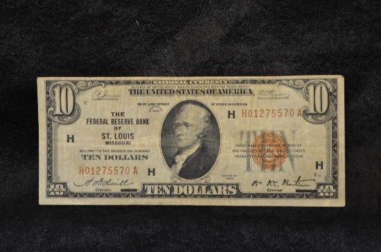 TEN DOLLAR FEDERAL BANK OF ST LOUIS BANK NOTE