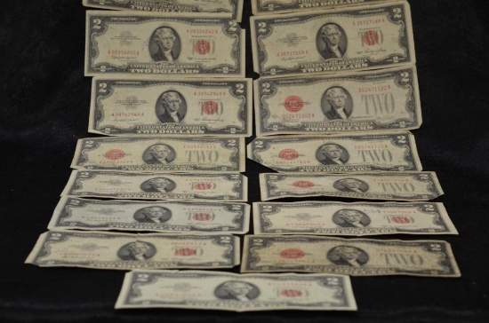 (19) RED SEAL TWO DOLLAR BILLS