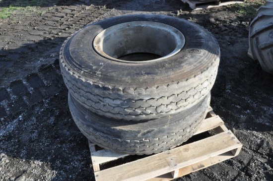 (2) 10.00R20 tires & rims