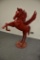 Large cast alum. Pegasus statue on base