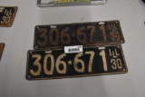 1930 Illinois license plates (pair)