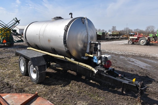 Shop built 1,000 gal. SS. tender trailer