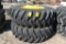 (2) 520/85R38 tires and wheels off John Deere 9570 combine