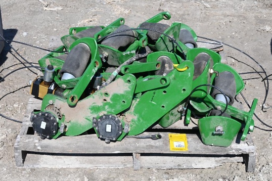 (16) John Deere pneumatic down pressure bags and transmission off John Deere planter
