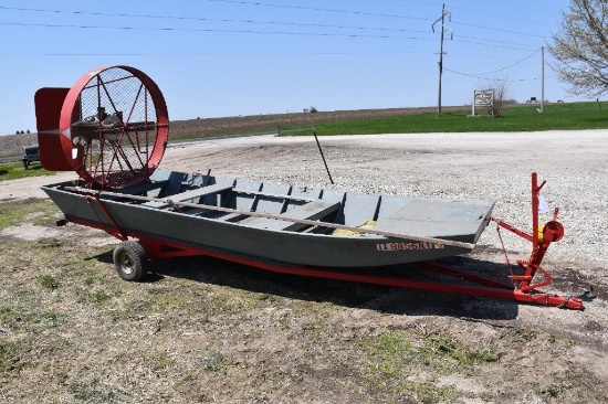 1947 Custom built 16 ft. wooden air boat with McCullough engine and trailer