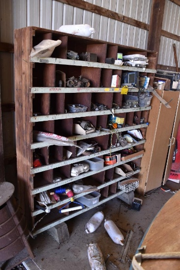Large wooden organizer of marine parts
