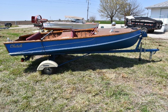 1956 Chetek 12 ft. Wooden runabout outboard with trailer
