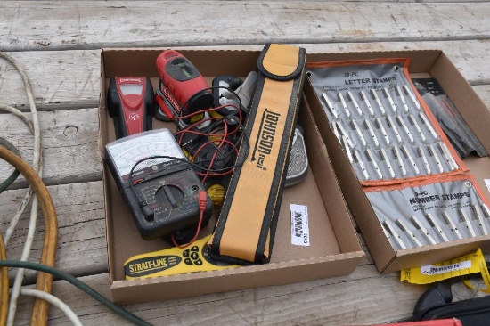 Stud finders, lasers, tape measures, etc.