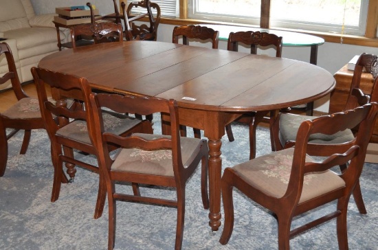 Antique Walnut kitchen table with 8-Capital City chairs