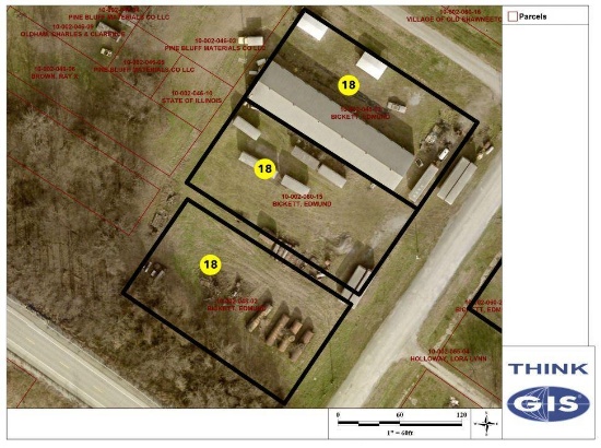 Lot 18: 208' x 312' lot improved with 42' x 164' metal storage building