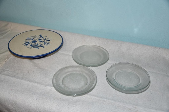 Pottery cake stand & cake plates